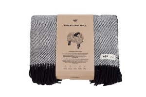 Koc z 100% wełny czarny RURU HOP