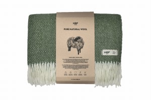 Koc z 100% wełny butelkowa zieleń  RURU HOP