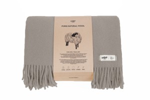 Koc z 100% wełny szary ziemisty YETI HOP  